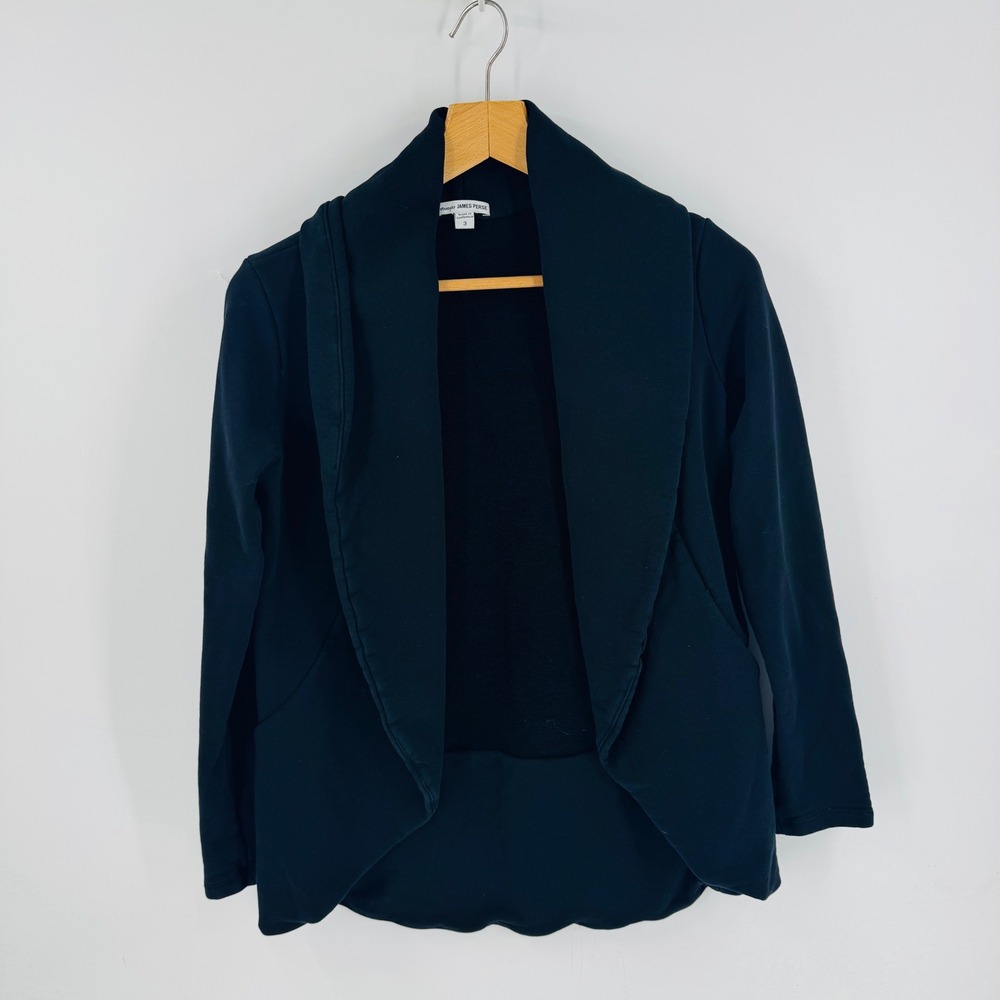 Standard James Perse Black Open Front Sweatshirt Blazer Size 3 (Medium) Drapey